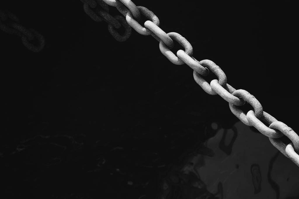 Black and white image of a chain